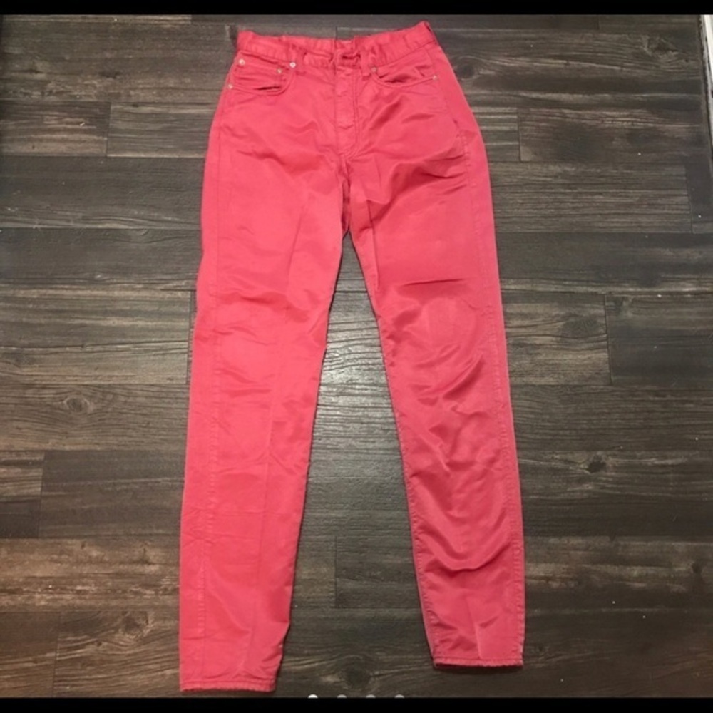 Replay red pants zip fly with button skinny cut high rise size 28 cotton blend